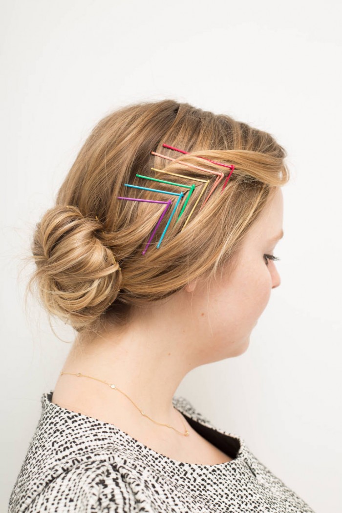 Easily Create With Colored Bobby Pins on your hair 15