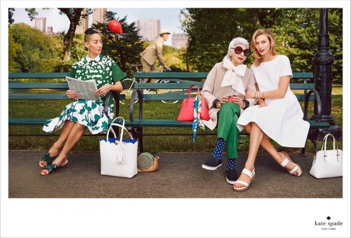 KARLIE KLOSS, IRIS APFEL POSE IN THE PARK FOR KATE SPADE’S SPRING 2015 ADS 3