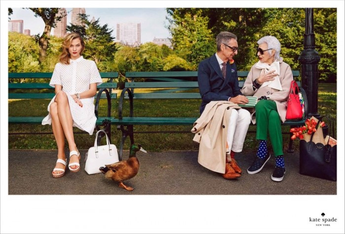 KARLIE KLOSS, IRIS APFEL POSE IN THE PARK FOR KATE SPADE’S SPRING 2015 ADS 5