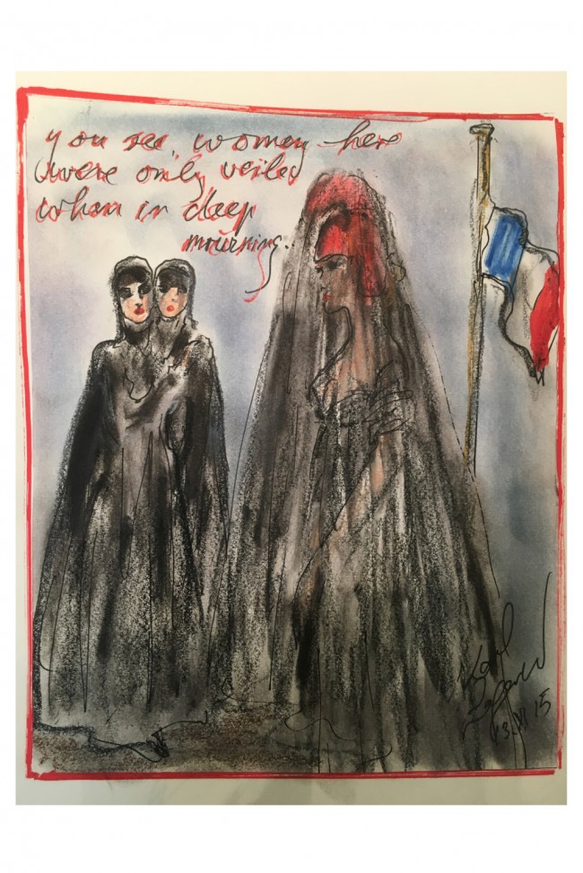 Exclusive Sketches: Designers Stand Behind Paris Amidst Tragedy 1