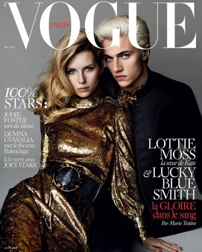 Lottie Moss & Lucky Blue Pose in Saint Laurent for Vogue Paris Cover Story 1