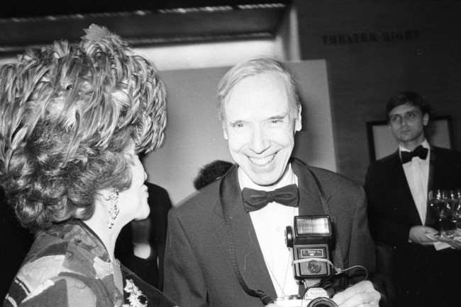 Outtake; Bill Cunningham attends the CFDA fashion awards at Lincoln Center on February 8, 1994 in New York. Article title: "Suzy: On the CFDA"