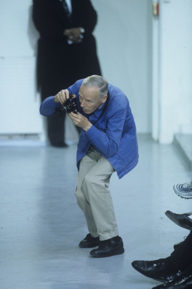 Photographer Bill Cunningham at the Helmut lang Spring/Summer 1998 show in Paris