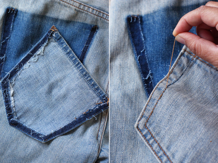 風行時尚圈的口袋創意DIY：一條舊牛仔褲與針線，讓妳擁有最流行的掉落口袋 4