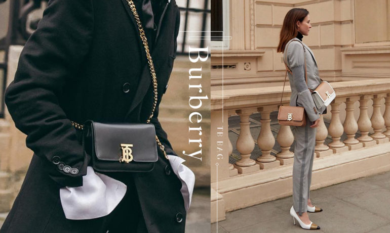 Burberry Tb Monogram Quilted Medium Shoulder Bag in Black | Lyst