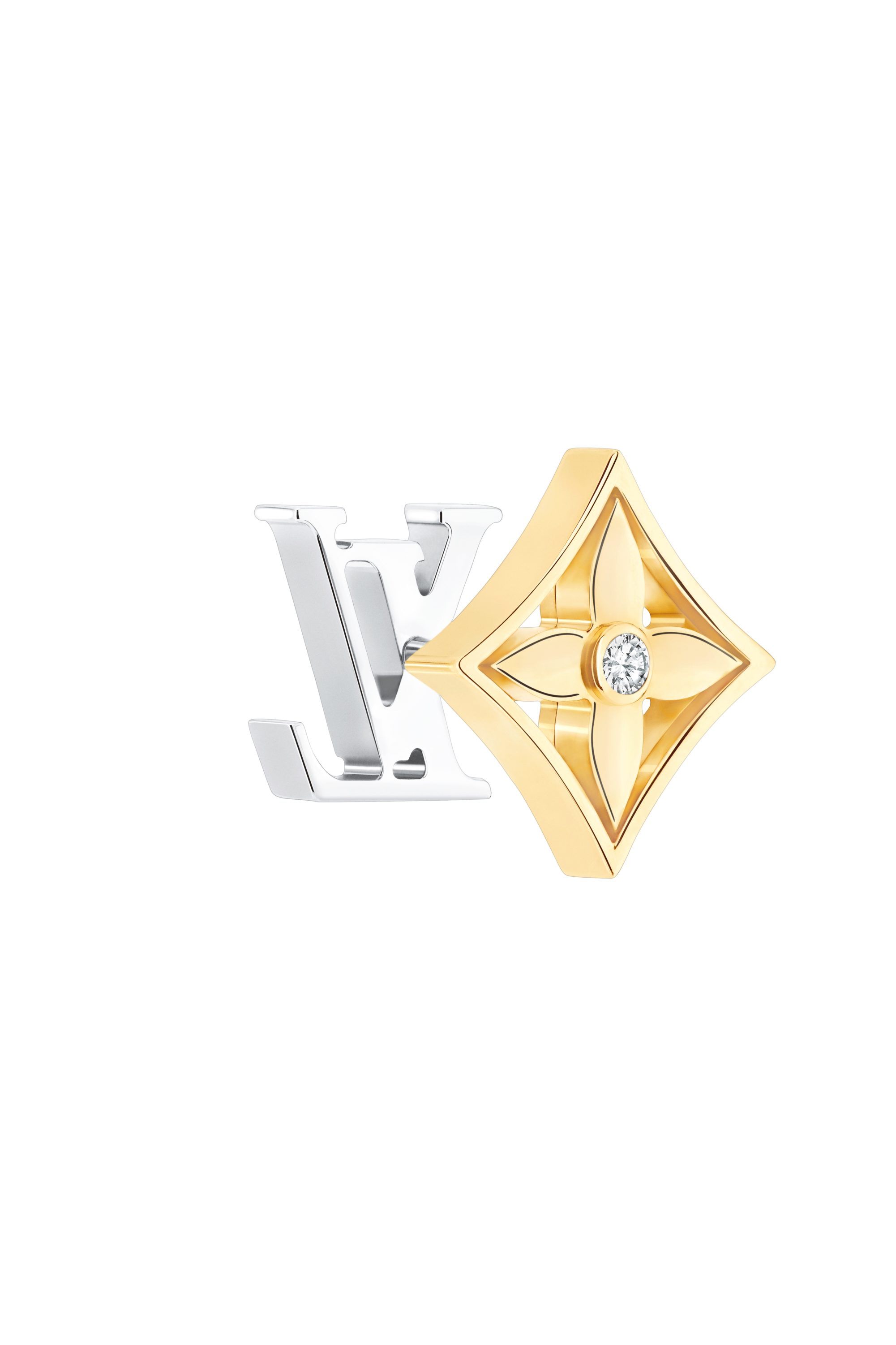 Idylle Blossom Reversible Stud, Pink And Yellow Gold And Diamond